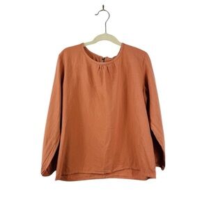 Nico Nico  little girls peasant 100% cotton long sleeve   Top in terracotta NEW